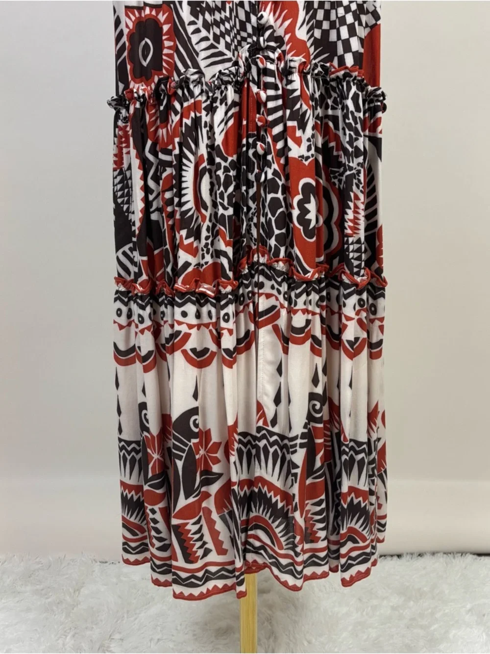 Anthropologie Maxi Dress Flutter Sleeve Cut Out Boho Orange Brown Medium NWT - Picture 8 of 16
